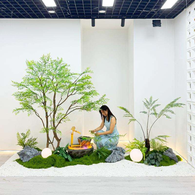室内仿真绿植盆景装饰南天竹鸡爪槭假树落地景观玄关餐厅植物造景