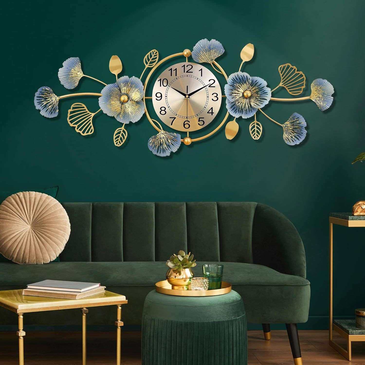 Lafocuse 37 * 14 Inch Metal Unique Luxury Ginkgo Leaf Wall C