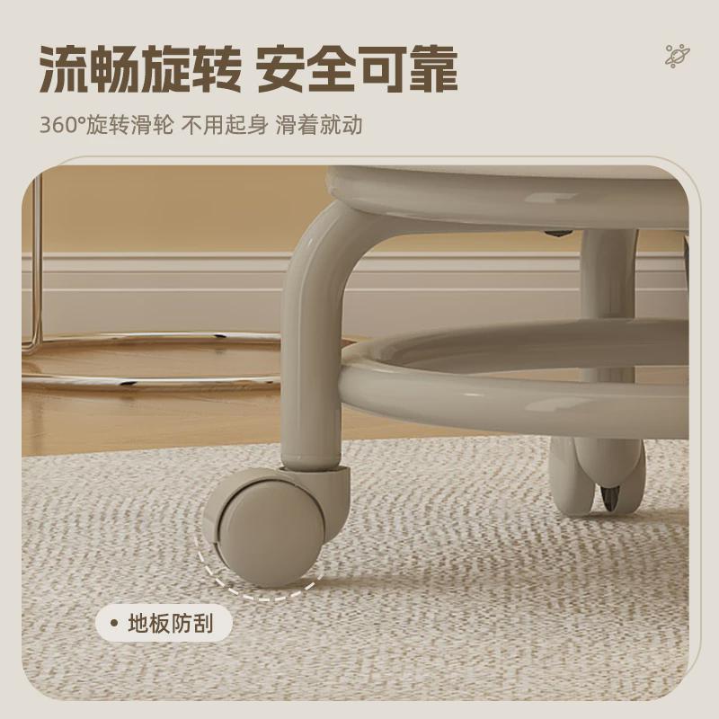 万向轮小凳子滑轮矮凳家用小板凳靠背椅带轮换鞋凳可移动旋转椅子