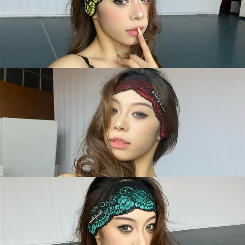 拉丁舞服烈焰绣花发带紫绿黑红蓝女士跳舞表演头饰发饰艺考表演01