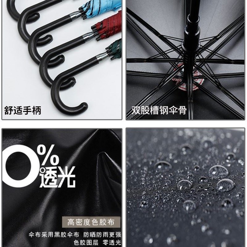 雨伞定制印logo长柄广告伞黑胶礼品伞遮阳太阳V晴雨伞图案印字