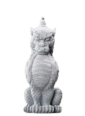 中式国潮青砂石龙生九子嘲风摆件创意客厅假山鱼缸水族造景装饰品