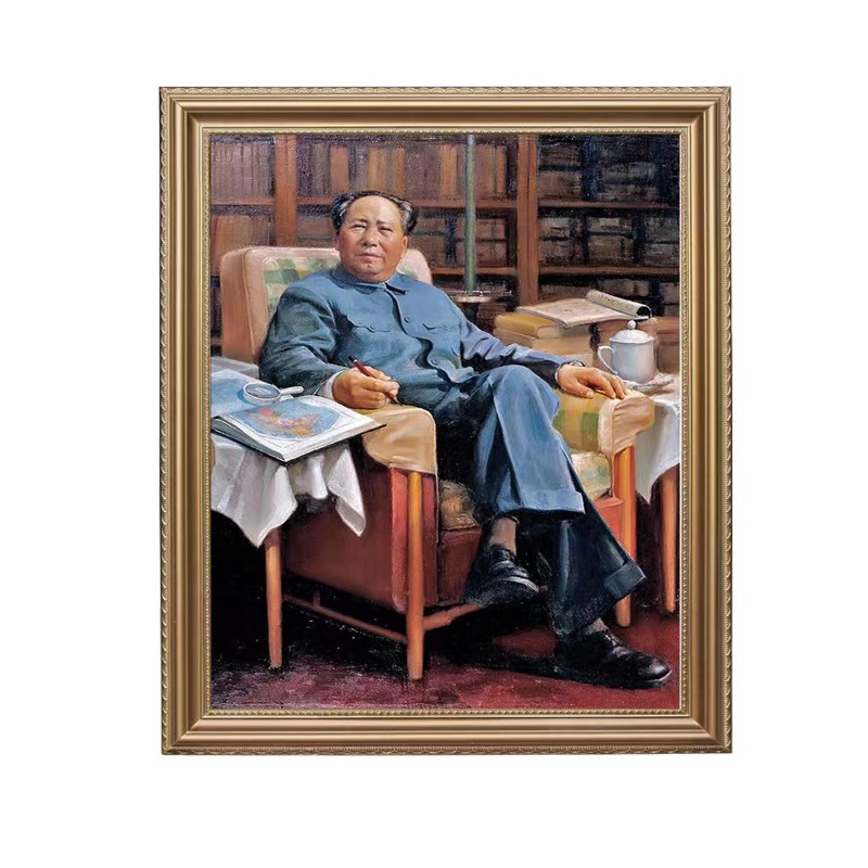 毛泽东画像周恩来墙画挂画挂像周总理老年像壁画客厅办公室装饰画