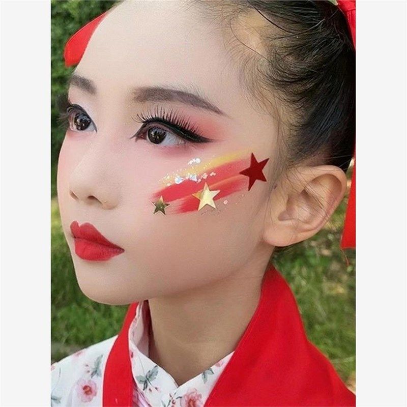 运动会脸部彩绘六一舞台表演星星贴纸脸部彩绘啦啦队节日街舞体操