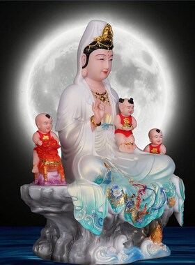 送子娘娘神像送子观音佛像供奉送子观音菩萨摆件送子观音汉白玉