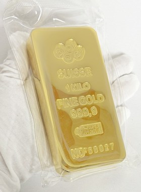 仿真铜镀金瑞士庞博金条1000克样品金条金店银行样品金条摆件