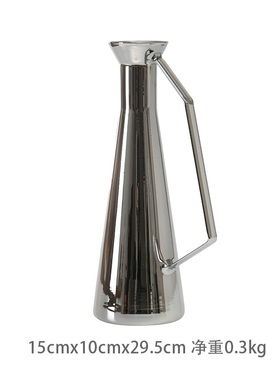 式轻银色极装饰品条带酒柜电镀厨房简奢玻璃瓶意线餐桌几何把摆件