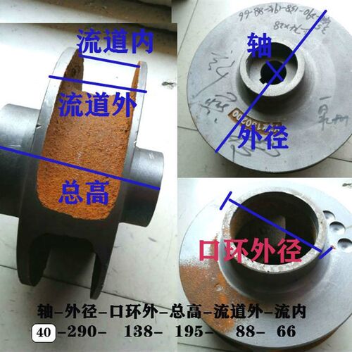 WQ/QW排污泵配件11/15/18.5/37KW大口径水泵叶轮轴径40/50水叶片