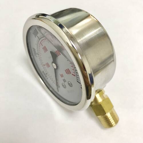 npt1/4  铜螺纹 68mm不锈钢滚边外壳 400bar 6000psi 压力表油压