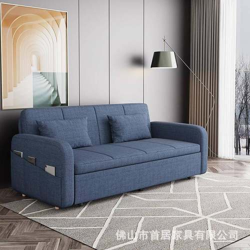 30款现代简约可折叠储物布艺推拉沙发两用小户型双人沙发床