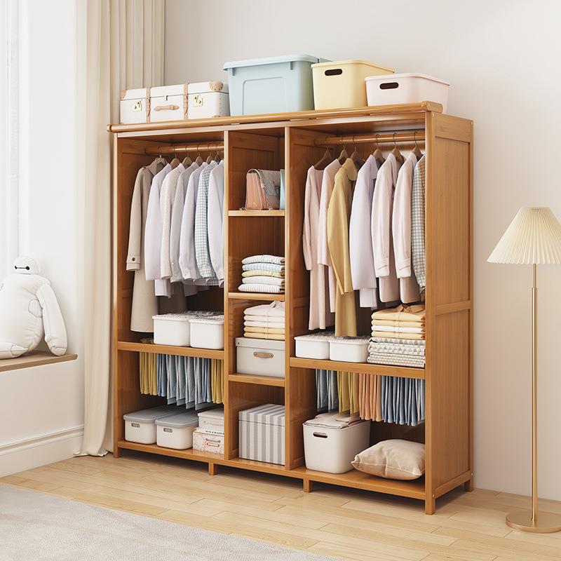 简易衣柜经济型出租房实木结实耐用儿童大容量晾衣架工厂直销
