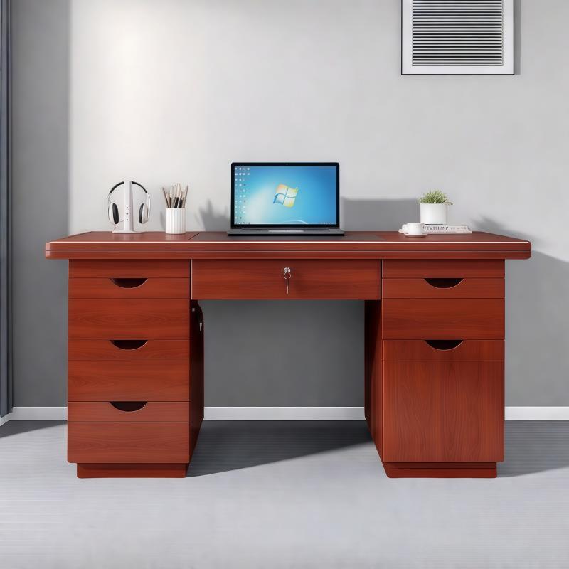贴纸油漆办公桌职员单人电脑桌带抽屉办公室老板桌带锁现代简约桌