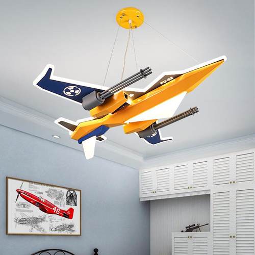 儿童房飞机吸顶灯男孩卧室创意战斗机造型灯饰欧式语音现代智能