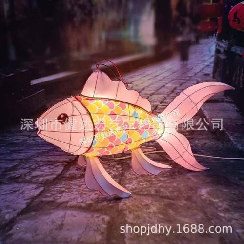 手持鱼灯电池款可充电非遗网红鱼灯餐厅鱼春节花灯节日装饰鱼灯
