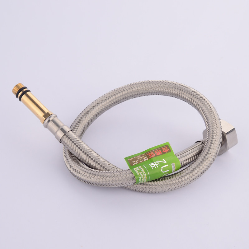 进水软管上水龙头专用管不锈钢编织纯铜接头单枪管面盆尖头加长管