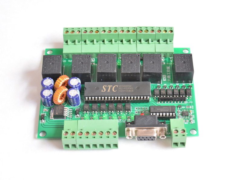六路STC12C5A60S2单片机可编程RS232RS485控制继电器工控板仿PLC