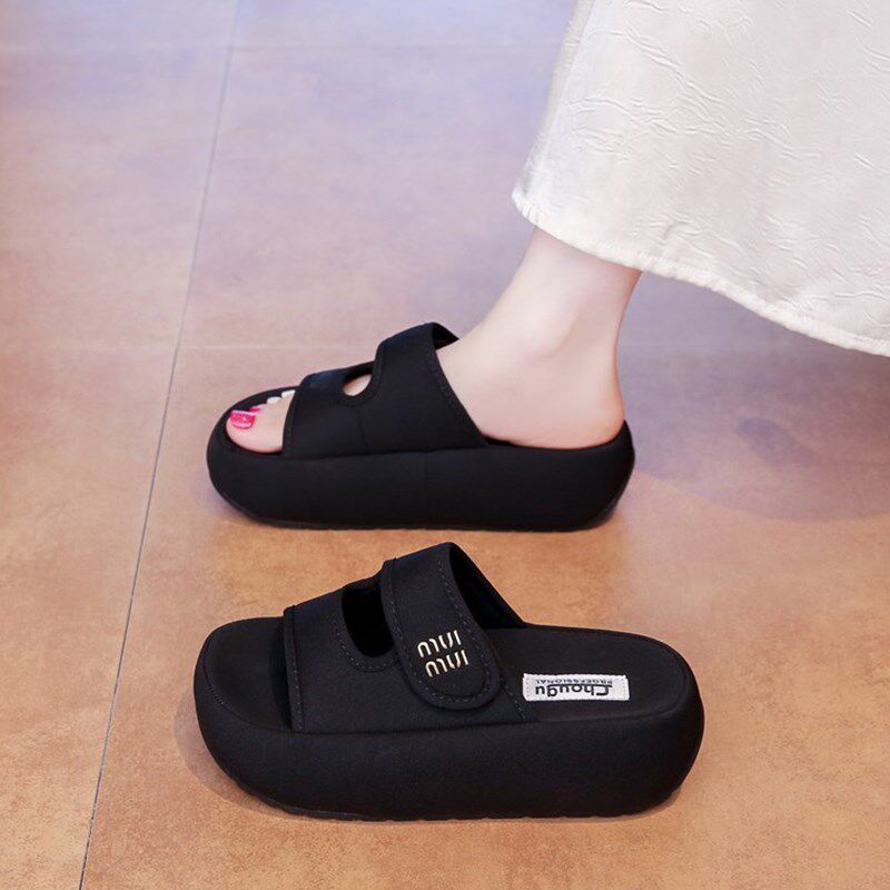 厚底凉拖鞋女外穿2025新款夏季外出拖鞋女百搭小个子增高凉鞋34码