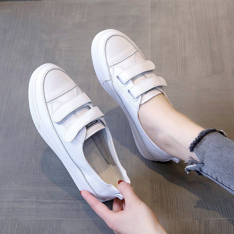 一脚蹬懒人大码女鞋41一43浅口魔术贴小白鞋女平底40脚宽胖42单鞋,女鞋,浅口单鞋,淘宝优惠券,粉丝福利购,淘宝优惠卷