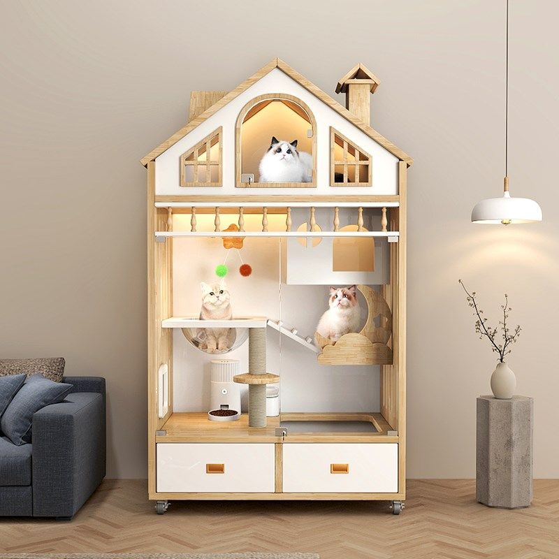 猫别墅家用室内猫窝带厕所一体猫屋实木猫柜猫房子猫砂盆一体猫屋,宠物/宠物食品及用品,猫笼子/猫别墅,淘宝优惠券,粉丝福利购,淘宝优惠卷