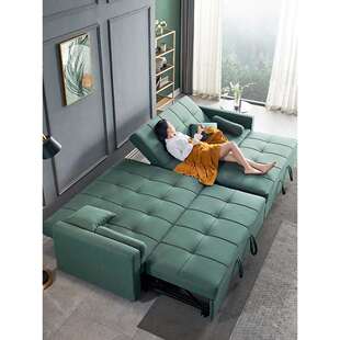 直排四人位沙发床 大户型客厅多功能乳胶可折叠 科技布沙发床两用