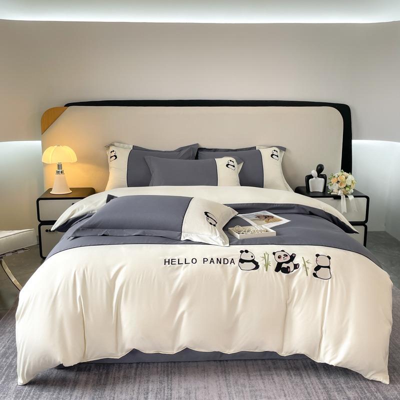 2025款秋冬加厚水洗棉四件套温感磨毛国潮盼盼刺绣四件套实体