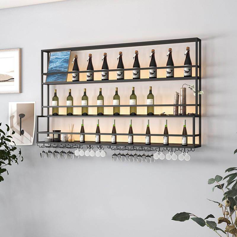 新款北欧挂墙酒架酒吧红酒展示架倒挂酒杯架热门铁艺挂墙上置物架