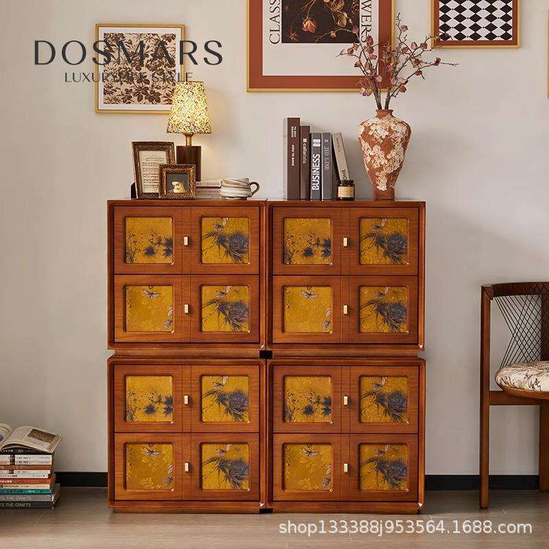 法式复古斗柜中古风客厅卧室靠墙抽屉柜实木储物收纳餐边香云纱柜