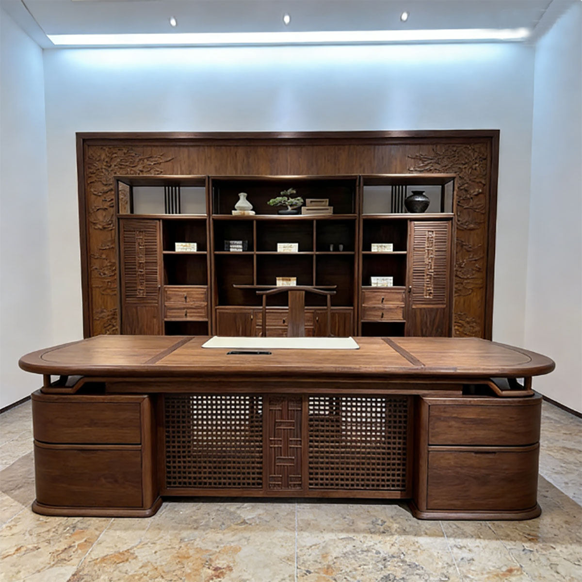 新中式老板桌胡桃木办公桌简约现代大班台总裁主管桌经理桌家具