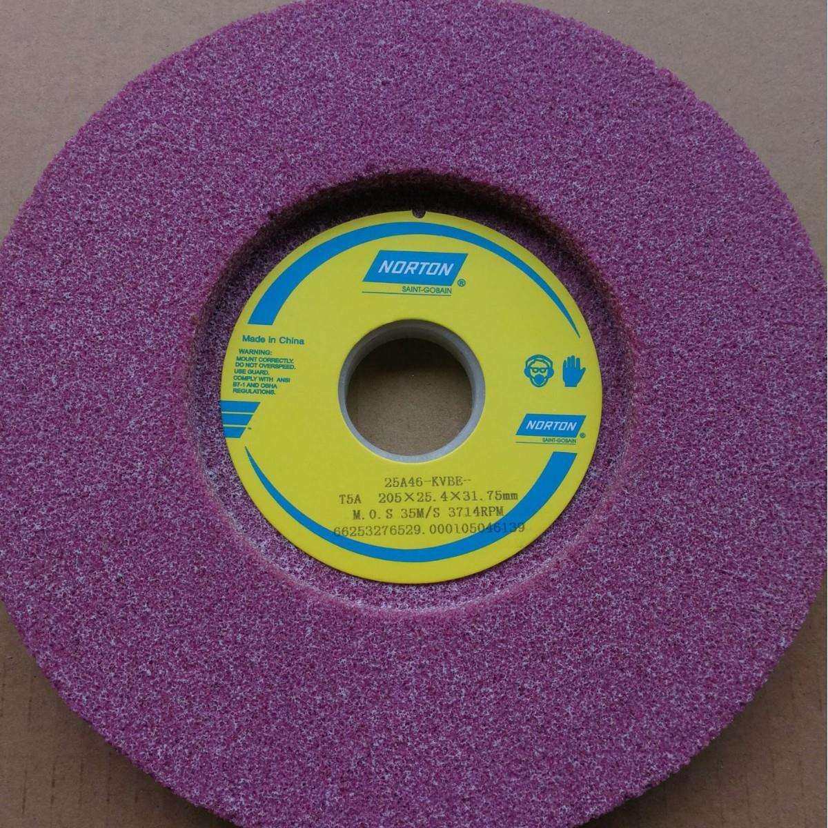 诺顿铬刚玉单面凹砂轮红色磨床顿砂轮25A46K 205*25.4*31.75