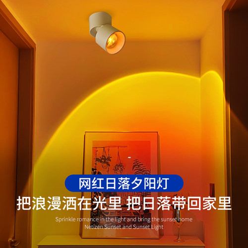 明装日落射灯洗墙家用背景墙玄关店铺商用日不落可调W夕阳氛围射