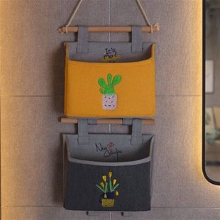 墙挂式可爱布艺收纳袋 t悬挂式卫生间纸巾挂袋门后床头墙上储物袋
