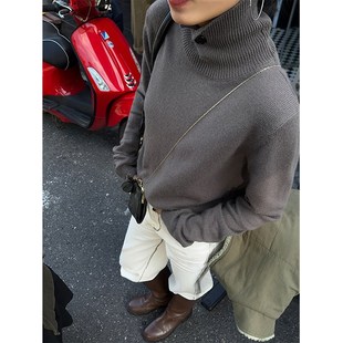 2024新款冬季套头高领秋冬慵懒风高级感宽松加厚中长款外穿毛衣女