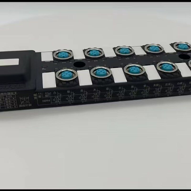新品M12传感器分线盒8口u座接近开关分配器PNP型集线器IO模块