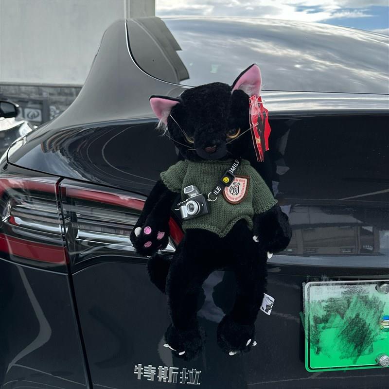 可爱猫咪公仔汽车尾部p装饰挂件玩偶后备箱摆件车外防撞男友新车