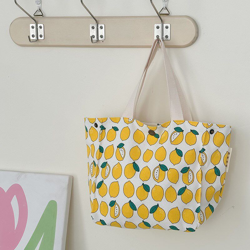 柠檬帆布 大容量手提袋女饭盒包通勤日常便当包学生收纳袋手拎包,收纳整理,便当包,淘宝优惠券,粉丝福利购,淘宝优惠卷
