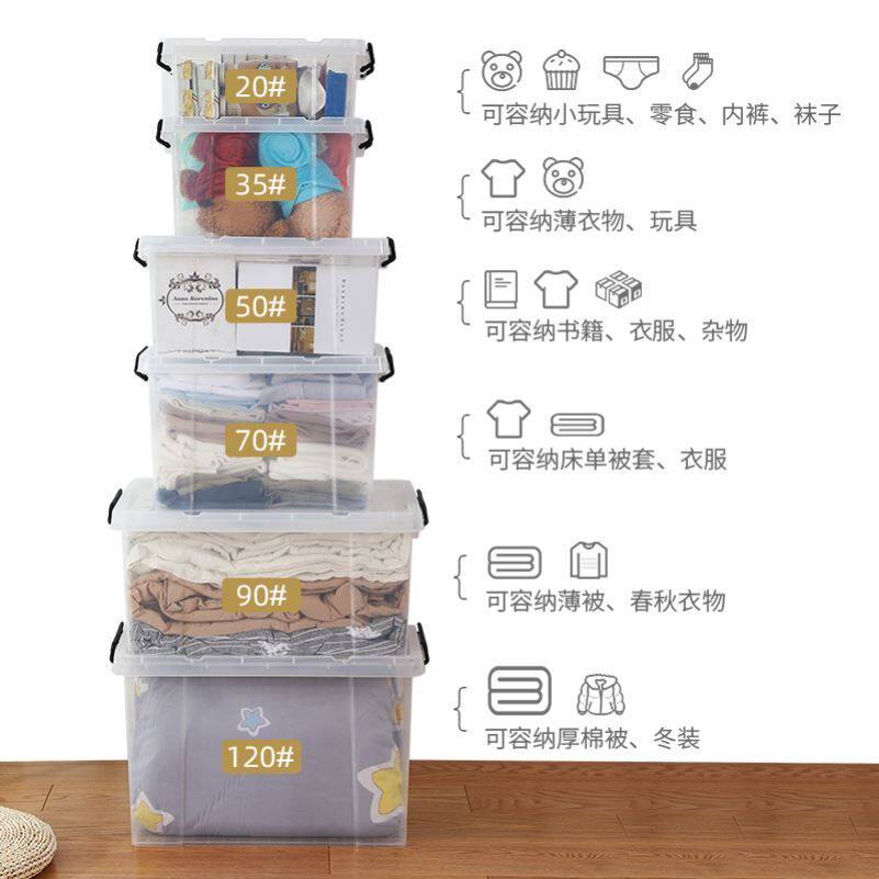 收纳箱特大号超大容量透明白w色衣物储物整K理箱带轮子塑料家用加