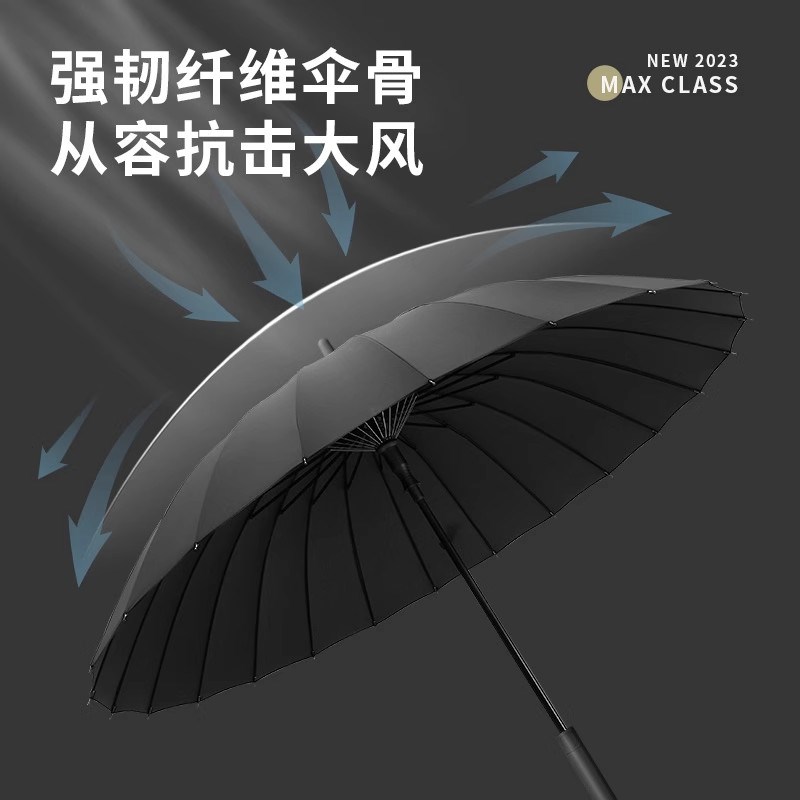 德国精工24骨长柄雨伞男士大号自动暴雨专用伞加固结实抗风抗风暴