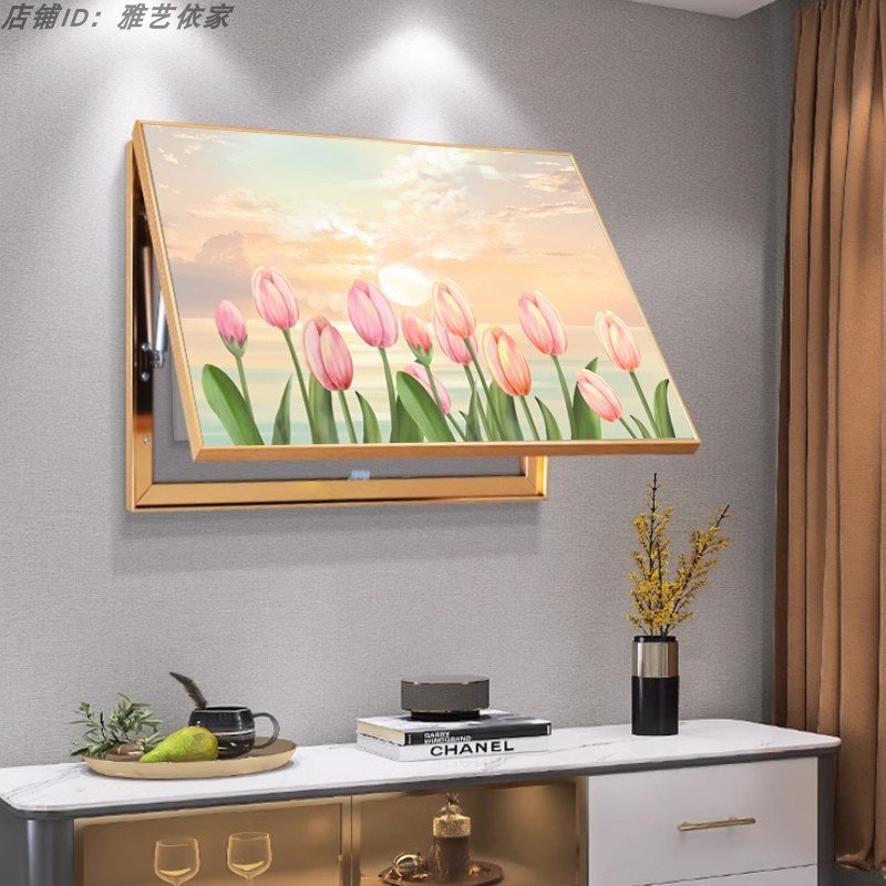 电表箱装饰画轻奢高级感配电箱遮挡挂画新款电闸盒强弱电箱花卉画图片