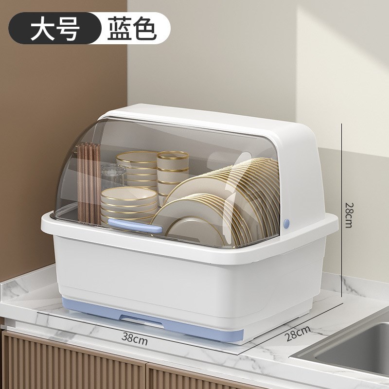 碗柜装碗筷收纳盒厨房家用宿舍碗碟置G物架带盖塑料碗箱可沥水碗