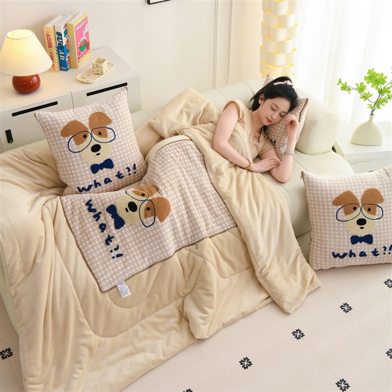兔子抱枕被e子两用汽车沙发盖毯加厚办公室枕头学生宿舍午休被可