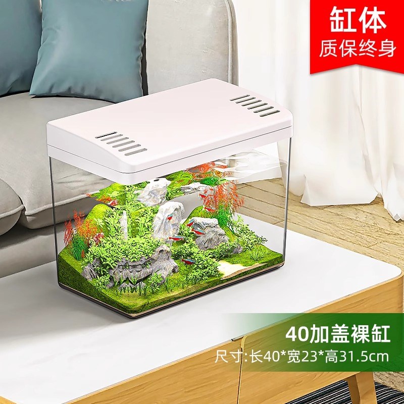 鱼缸新款家用客厅小型乌龟饲养y缸过滤器净水循环三合一生态造景