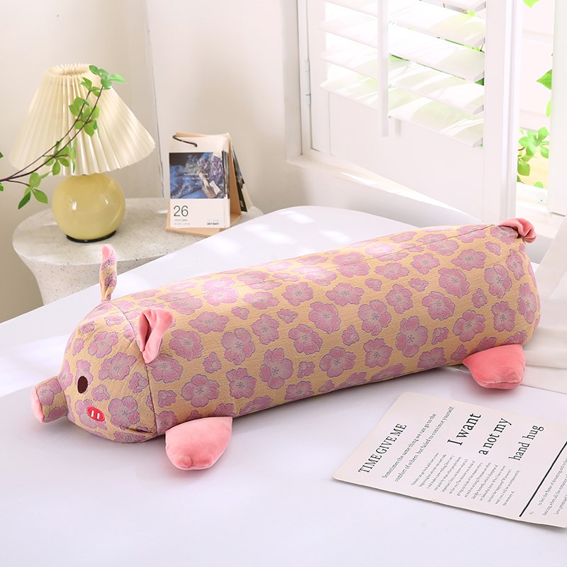 可拆洗A类母婴全棉双层t纱猪猪玩偶睡觉抱枕女生侧睡夹腿长条靠枕