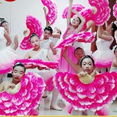 成人牡丹花扇双面竹骨跳舞渐变色演出道具广场舞扭秧歌开幕式 手持