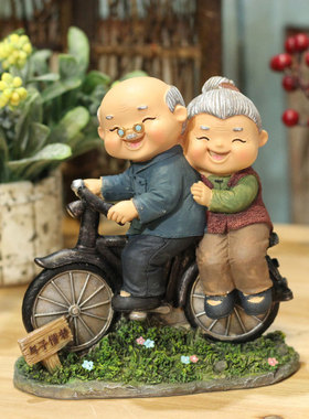 相伴相守爷爷奶奶情侣老s头老太储蓄罐存钱罐洗脚老人客厅家居摆