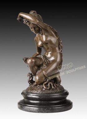 A戏少女饰品EP36客厅工艺欧式蛇桌面摆件书房铜玄关人物0家居雕塑