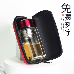 双层玻璃杯 便g携茶杯迷你小容量男女士水杯小巧150ml刻字定制log