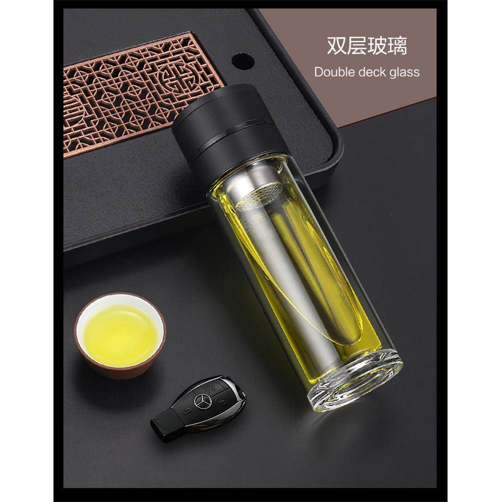 316不锈钢玻璃杯男士双层速开便携车载杯带滤网泡茶水分离泡茶杯