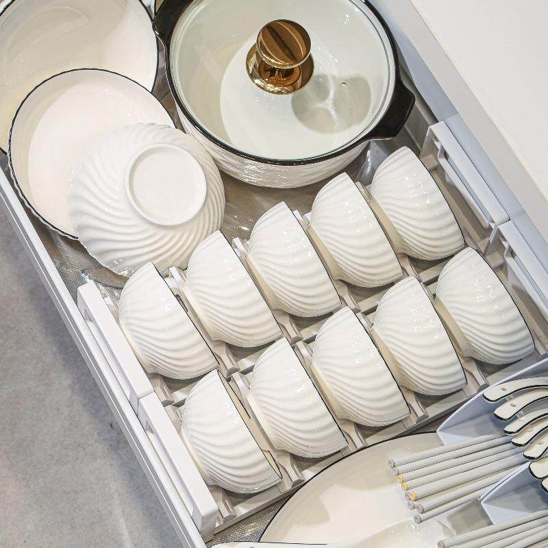康陌(KANGMO)高颜值釉下彩玄月黑线碗碟套装家用北欧风陶瓷餐具