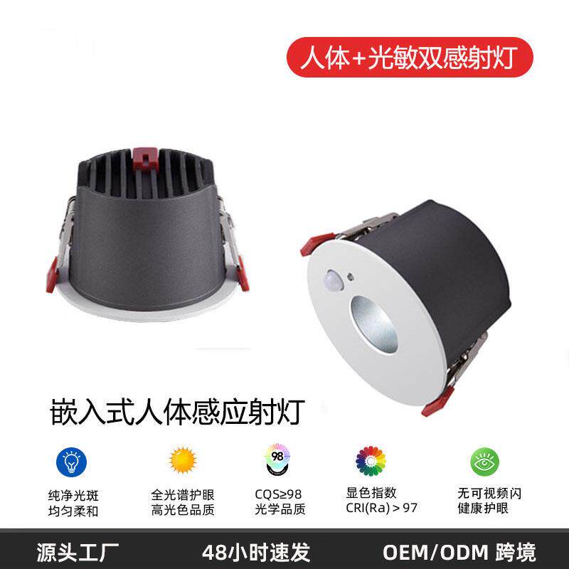 人体感应射灯嵌入式红外光感筒灯楼梯入户过道玄关阳台灯中山灯具