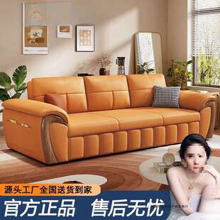 新款实木沙发变床伸缩式客厅坐卧两用可折叠懒人储物直排猫抓皮